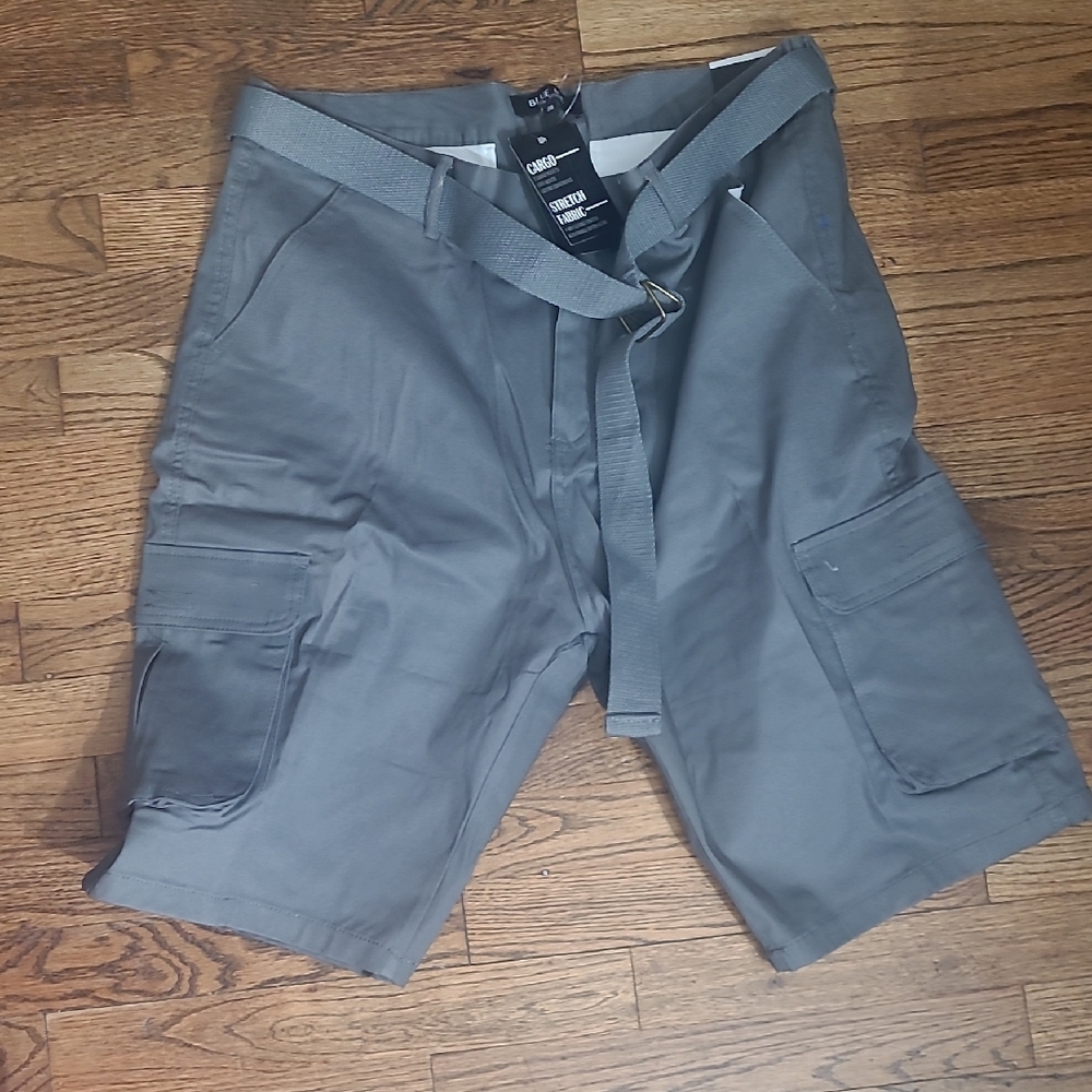 Gray Cargo Shorts with Belt